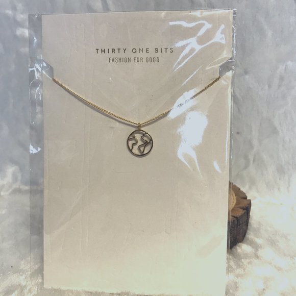 31 Bits Globe Charm 14K Gold Plated necklace - Picture 2 of 5